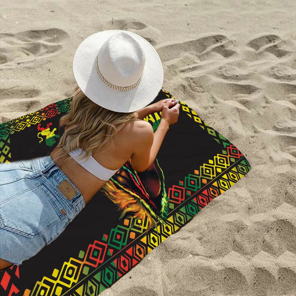 Bob Marley Reggae Music Jamaican Style Towel Microfiber Beach Towel Absorbent Quick dry Soft Yoga Swimming Resort Mountain