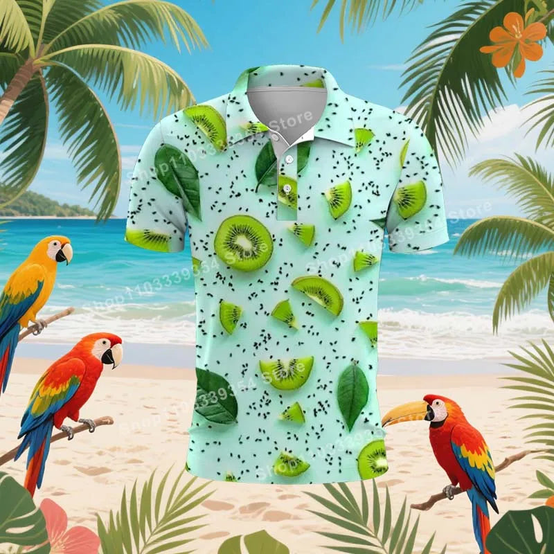 Coconut Grove Hawaiian Polo Shirt | Men's 3D Print Tropical Golf Shirt