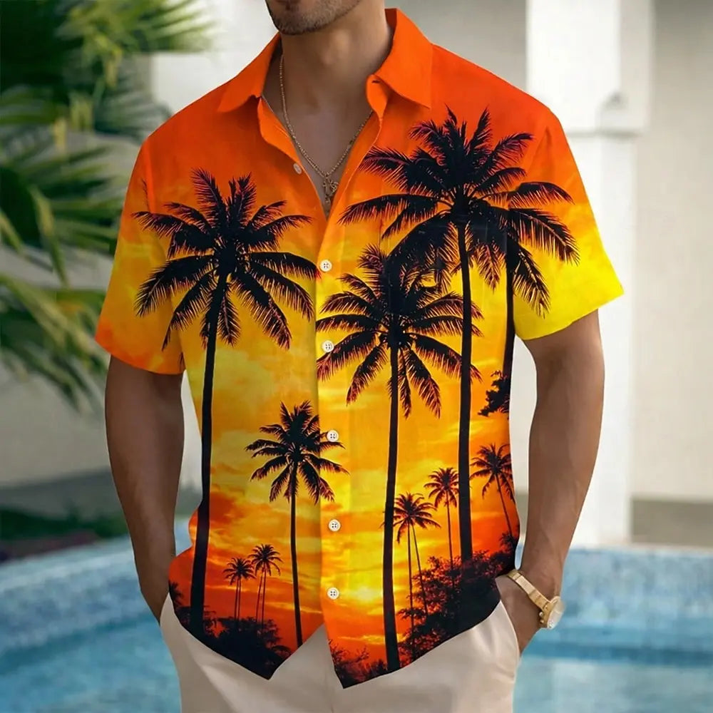 Coconut Sunset Hawaiian Shirt | Men's 3D Print Aloha Button-Up
