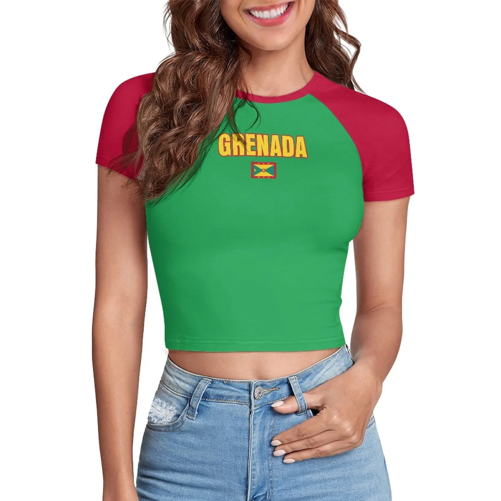 Patriotic Crewneck Carribean High Street Fashion Crop T Shirt Tops Custom St Lucia Saint Lucia Flag Y2K Hot Girl Baby Tee Top