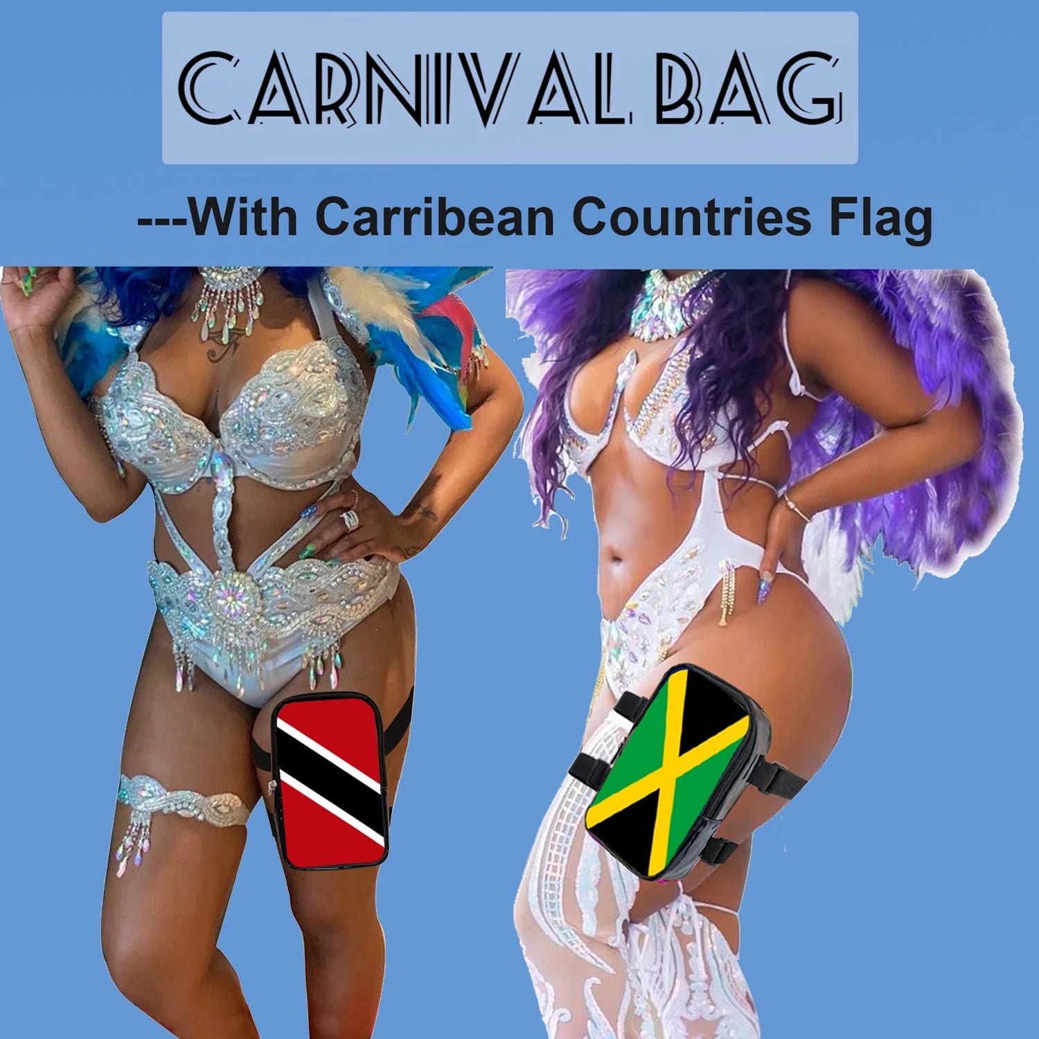 2025 Carnival Leg Bag With Countries Flags Thigh Bag for Women Adjustables Straps PU Waist Pouch Leg Bag for Carnival