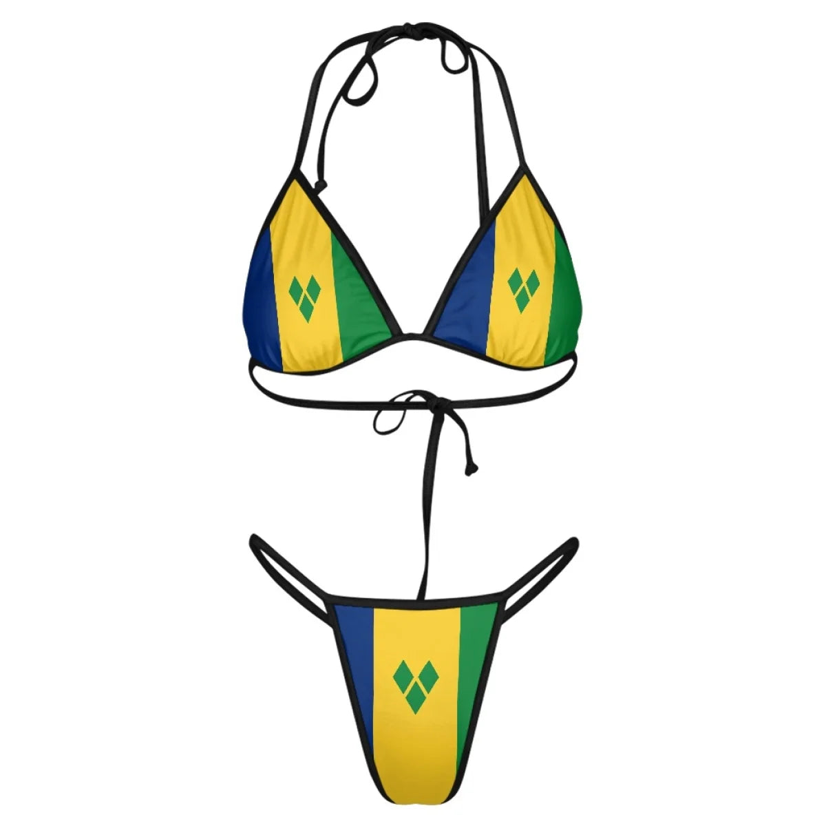 Halter Bikini Set Swimsuit Bathing Suits Custom Trinidad Grenada Dominica St Lucia Jamaica Barbados St Vincent Flag Swimwear