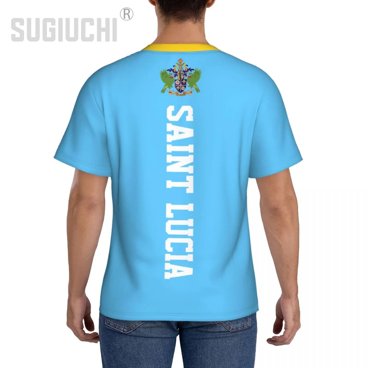 Tight Sports T-shirt Saint Lucia Flag 3D For Men Women Tees jersey Clothes Soccer Football Fans Gift Patriotic T shirt