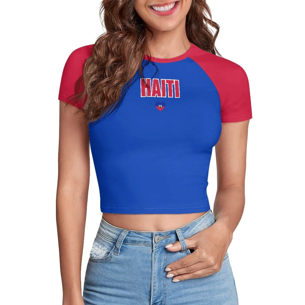 Patriotic Crewneck Carribean High Street Fashion Crop T Shirt Tops Custom St Lucia Saint Lucia Flag Y2K Hot Girl Baby Tee Top