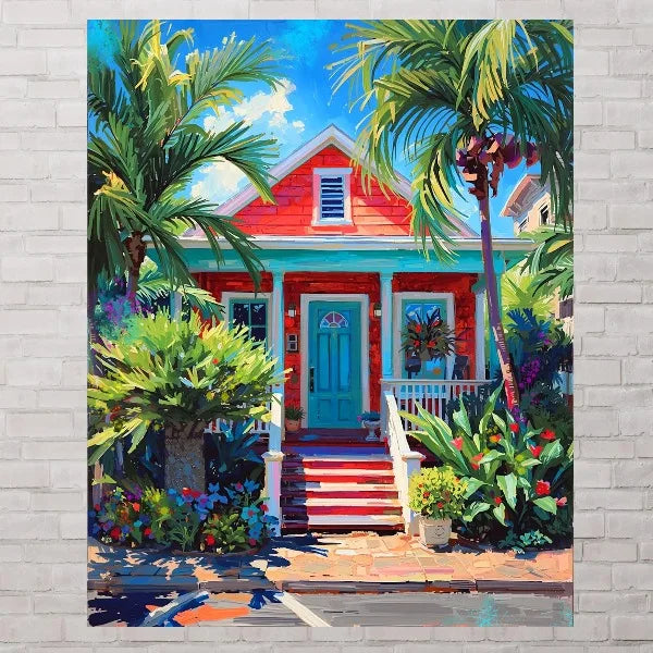 Tropical Island Botanical Canvas Print – Caribbean Wall Art