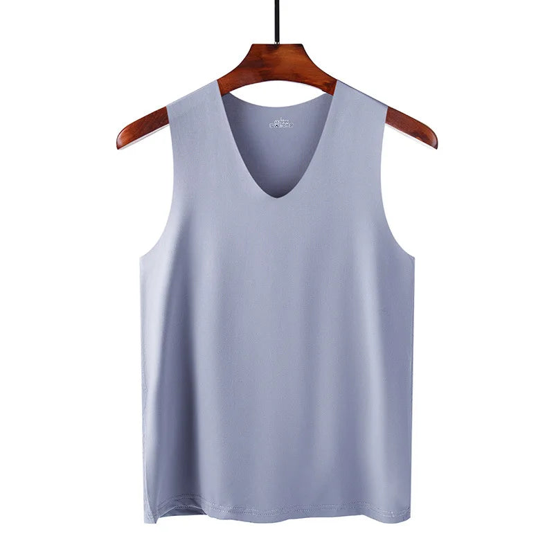 Men's Silk Seamless Tank Top – Sleeveless Gym Vest & Undershirt