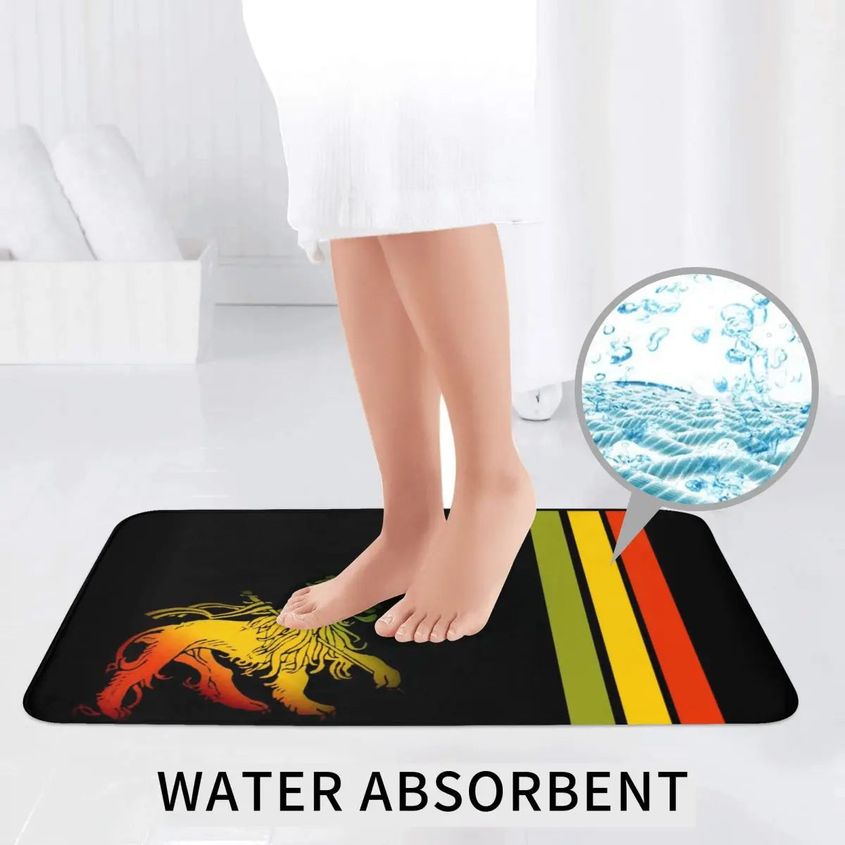 Rasta Lion Stripe 3 3 Pcs Bath Mat Bathroom Set Toilet Lid Cover Home Decor Non-Slip Carpet Floor Rug