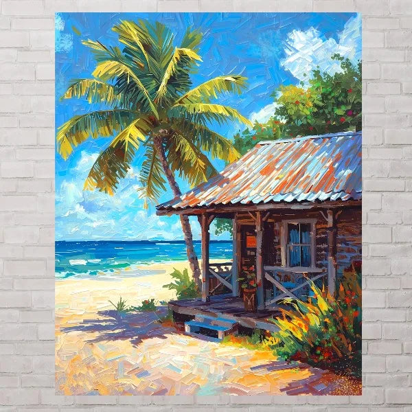 Tropical Island Botanical Canvas Print – Caribbean Wall Art
