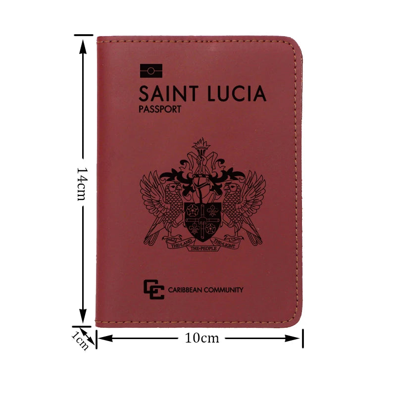 Handmade Genuine Leather Saint Lucia Passport Cover Holder Engraved Name Saint Lucia Passport Case Card Holder Travel Wallet