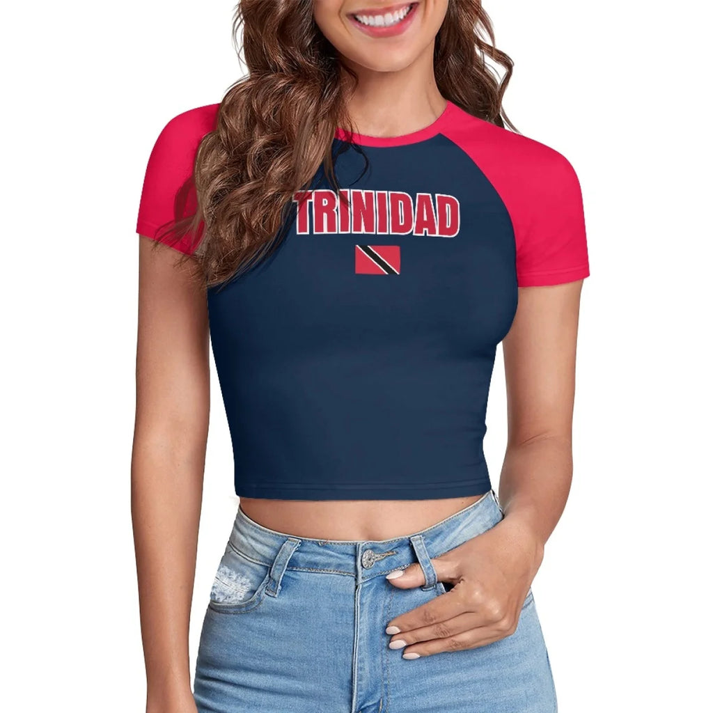 Patriotic Crewneck Carribean High Street Fashion Crop T Shirt Tops Custom St Lucia Saint Lucia Flag Y2K Hot Girl Baby Tee Top
