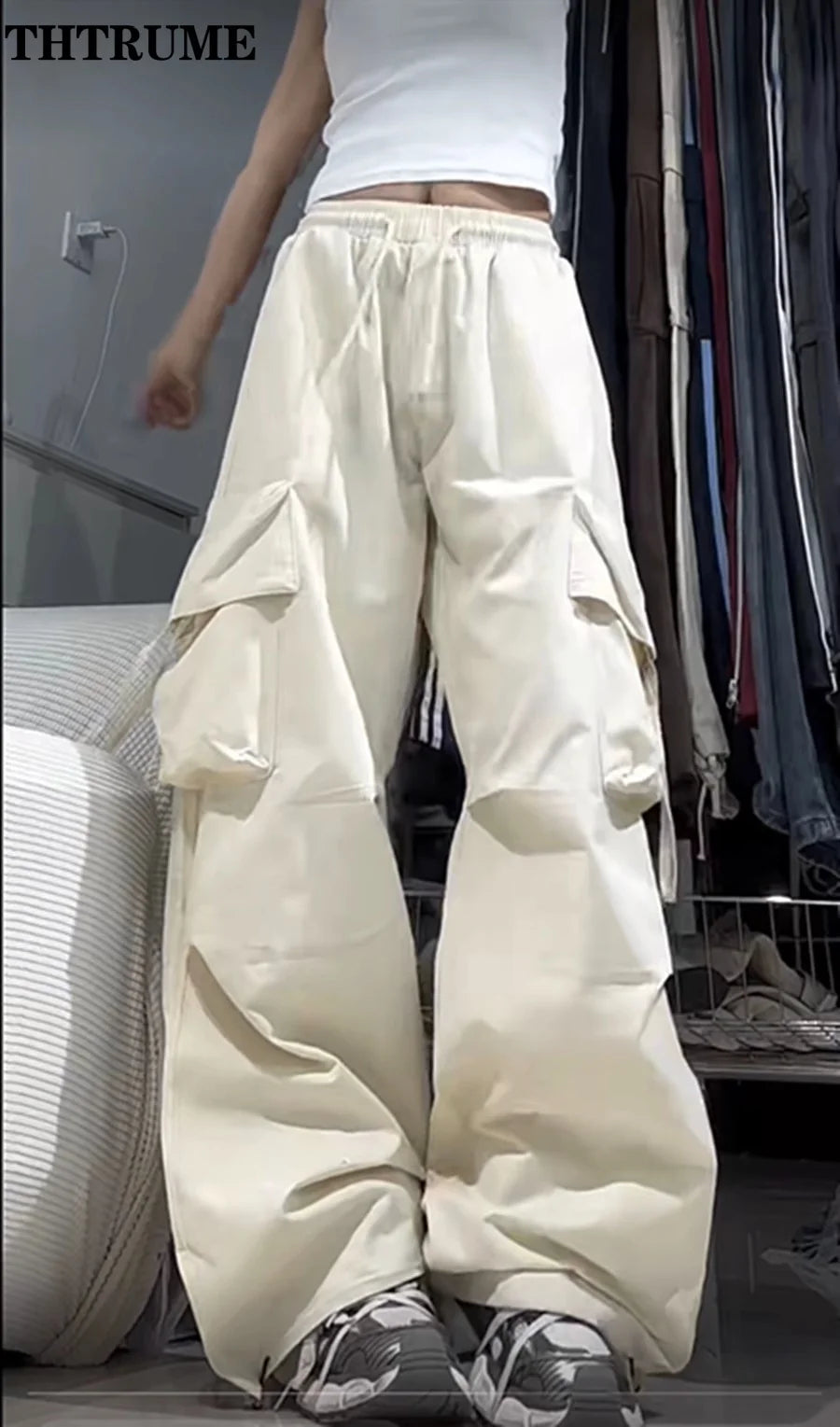 Women's Baggy Jogger Pants – Oversized Drawstring Streetwear Trousers