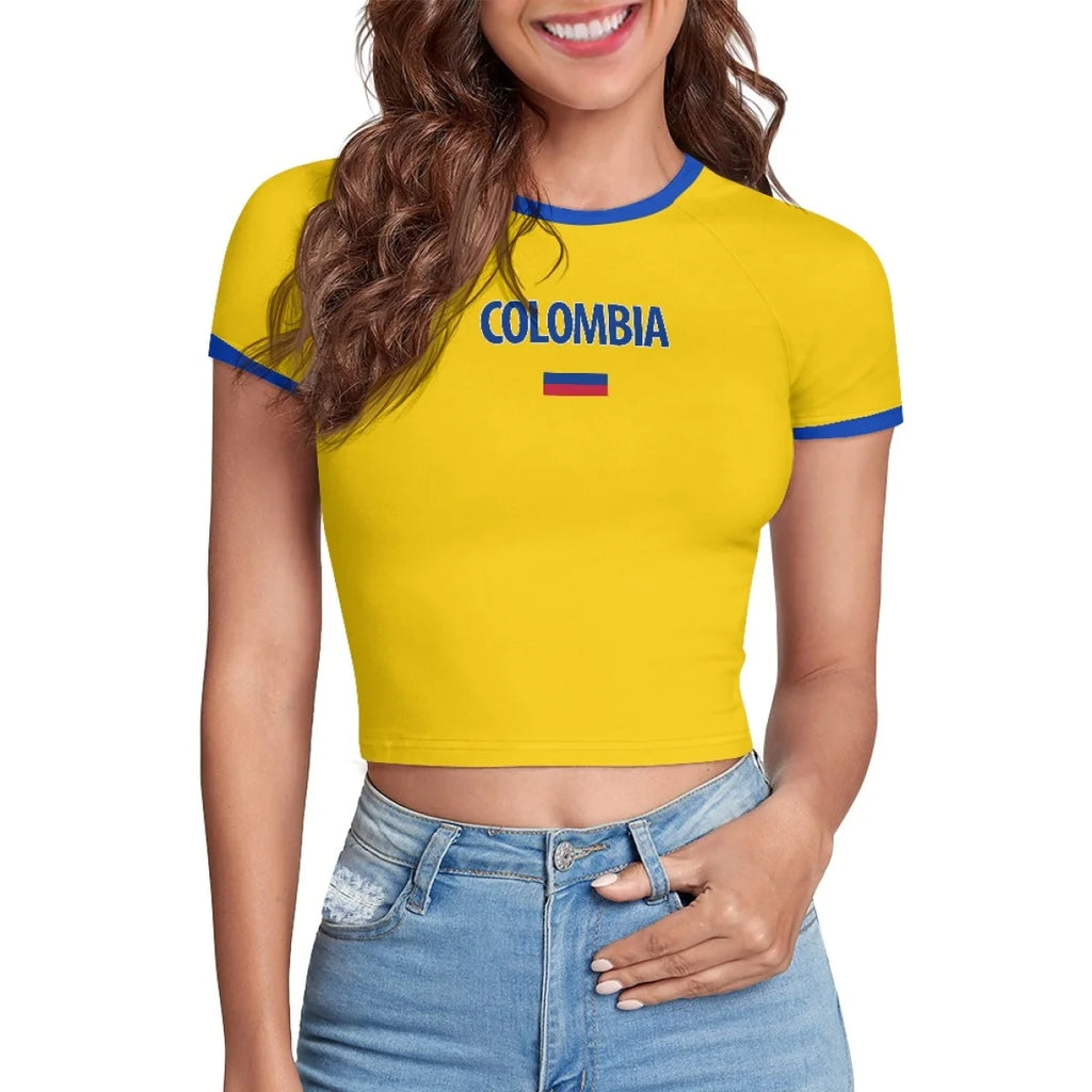 Patriotic Crewneck Carribean High Street Fashion Crop T Shirt Tops Custom St Lucia Saint Lucia Flag Y2K Hot Girl Baby Tee Top