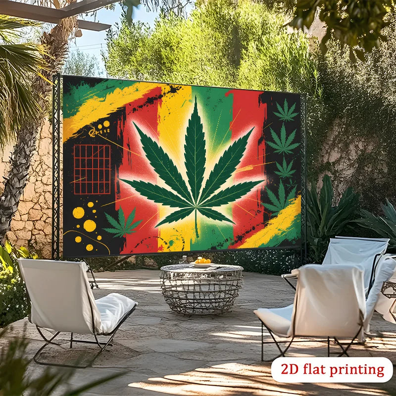 Rasta Weed Leaf Wall Tapestry Reggae Music Art Print Red Yellow Green Black Background Hanging Blanket For Smoking Room Man Cave
