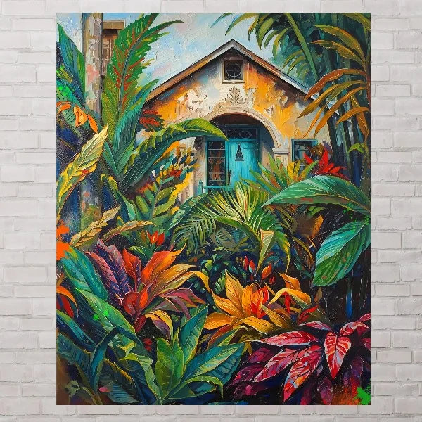 Tropical Island Botanical Canvas Print – Caribbean Wall Art