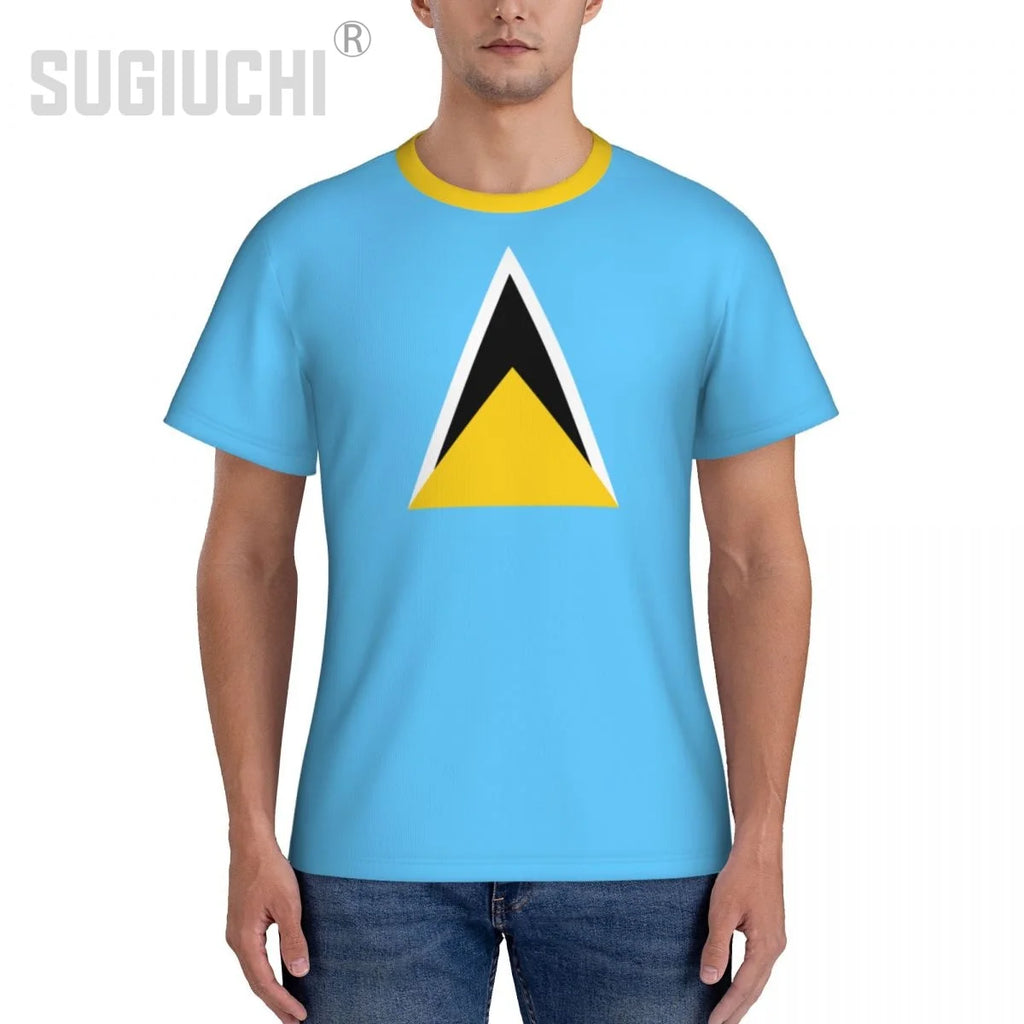 Tight Sports T-shirt Saint Lucia Flag 3D For Men Women Tees jersey Clothes Soccer Football Fans Gift Patriotic T shirt