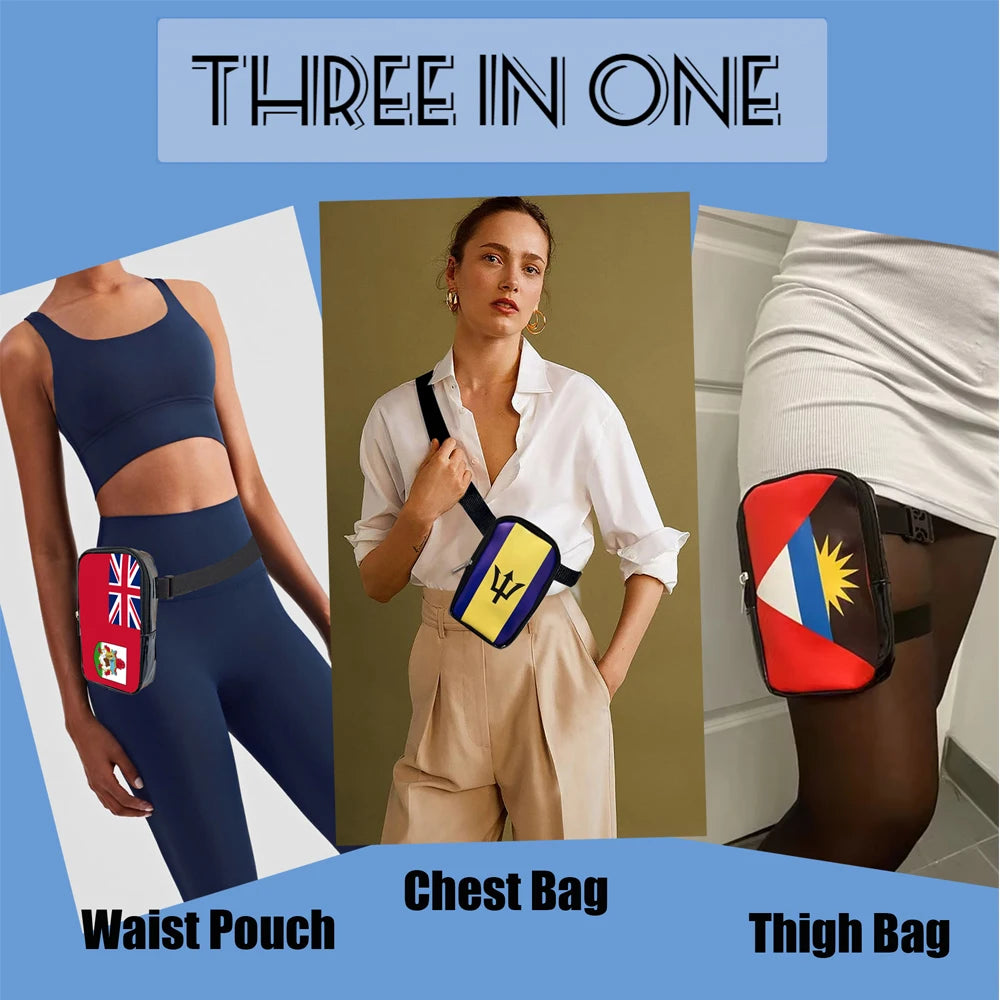 2025 Carnival Leg Bag With Countries Flags Thigh Bag for Women Adjustables Straps PU Waist Pouch Leg Bag for Carnival