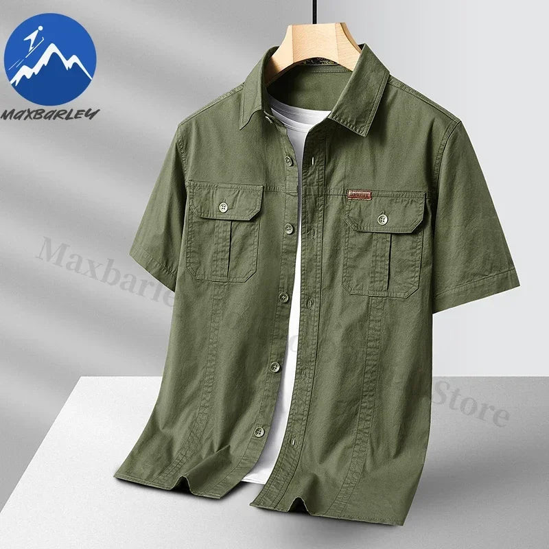 Men's 100% Cotton Fishing Shirt – Breathable Pocket Work Shirt