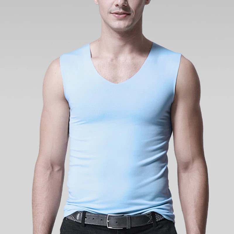 Men's Silk Seamless Tank Top – Sleeveless Gym Vest & Undershirt