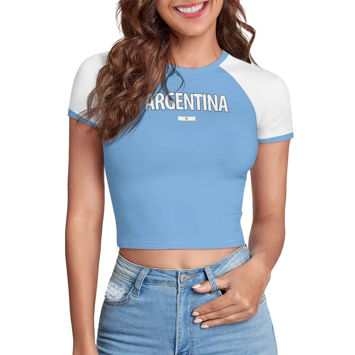 Patriotic Crewneck Carribean High Street Fashion Crop T Shirt Tops Custom St Lucia Saint Lucia Flag Y2K Hot Girl Baby Tee Top