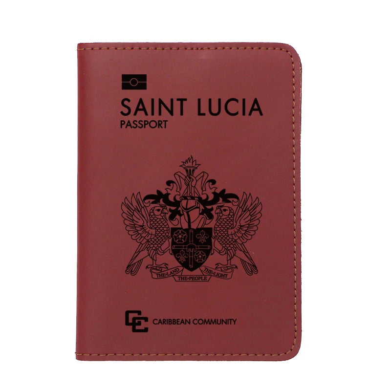 Handmade Genuine Leather Saint Lucia Passport Cover Holder Engraved Name Saint Lucia Passport Case Card Holder Travel Wallet