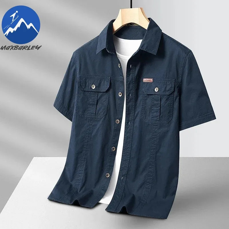 Men's 100% Cotton Fishing Shirt – Breathable Pocket Work Shirt