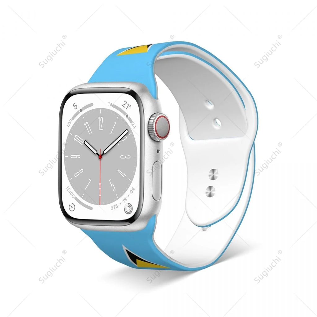 Unisex Saint Lucia Flag 3D Printing Sport Strap for Apple Watch Band Ultra 2 Silicone WatchBand for Iwatch Series 9 8 7 6 SE 5 4