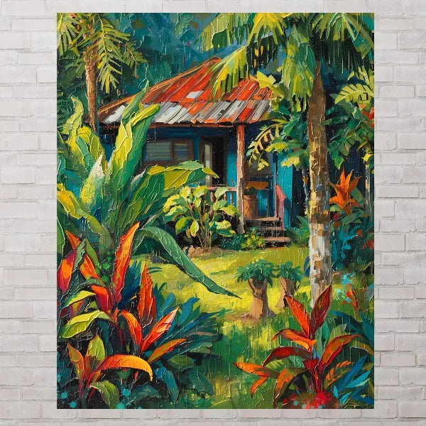 Tropical Island Botanical Canvas Print – Caribbean Wall Art