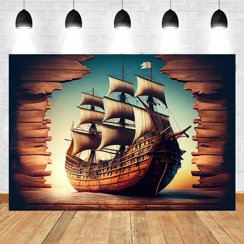 Ocean Adventure Map Party Backdrop