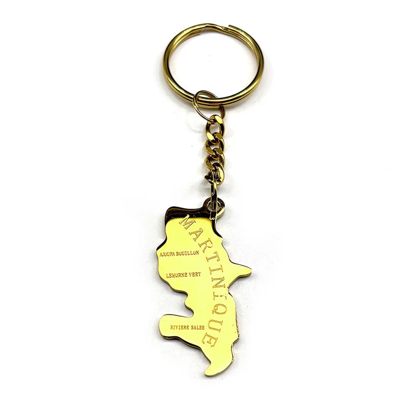 Fashion French Martinique Island Map City Keyring Stainless Steel Men Women Maps Jewelry Gift
