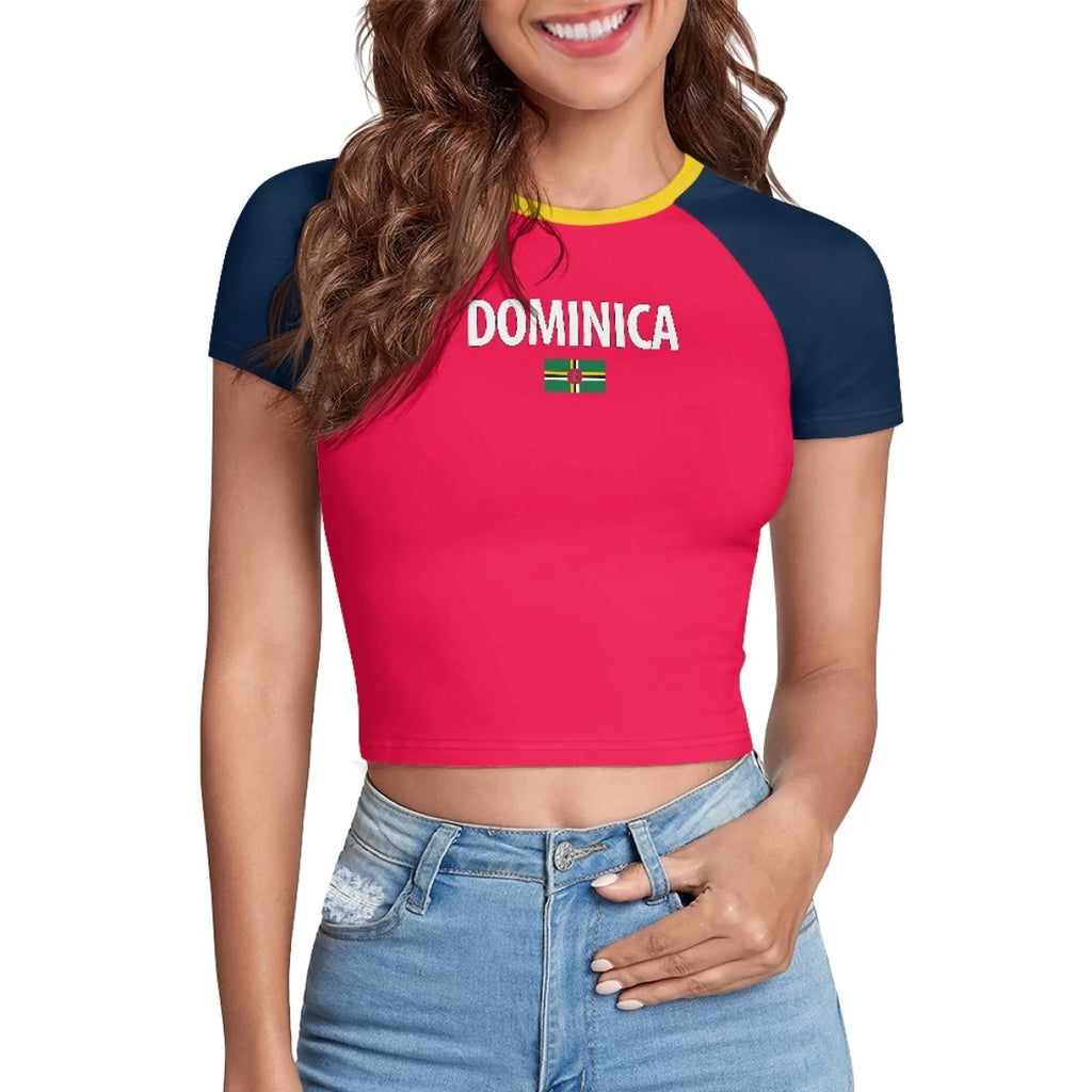 Patriotic Crewneck Carribean High Street Fashion Crop T Shirt Tops Custom St Lucia Saint Lucia Flag Y2K Hot Girl Baby Tee Top