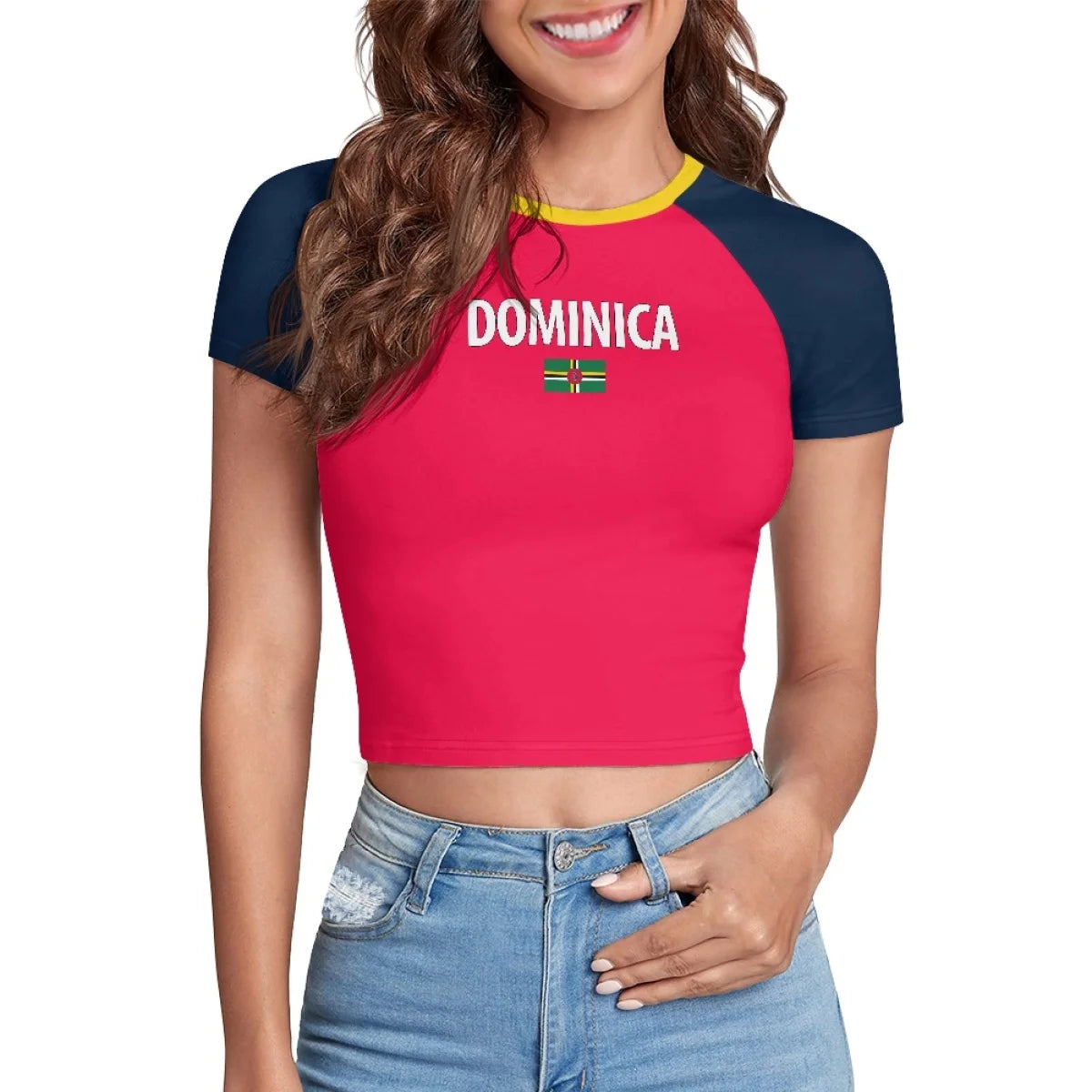 Patriotic Crewneck Carribean High Street Fashion Crop T Shirt Tops Custom St Lucia Saint Lucia Flag Y2K Hot Girl Baby Tee Top