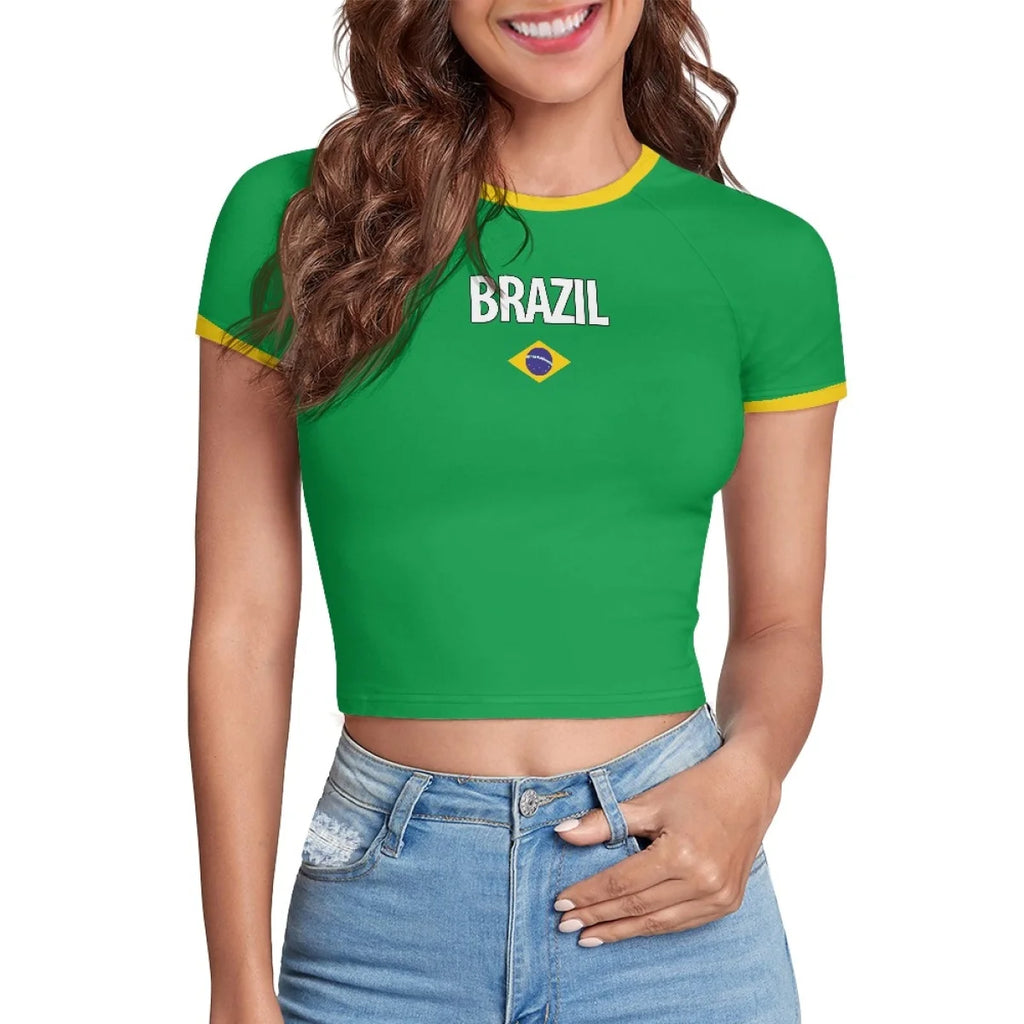 Patriotic Crewneck Carribean High Street Fashion Crop T Shirt Tops Custom St Lucia Saint Lucia Flag Y2K Hot Girl Baby Tee Top
