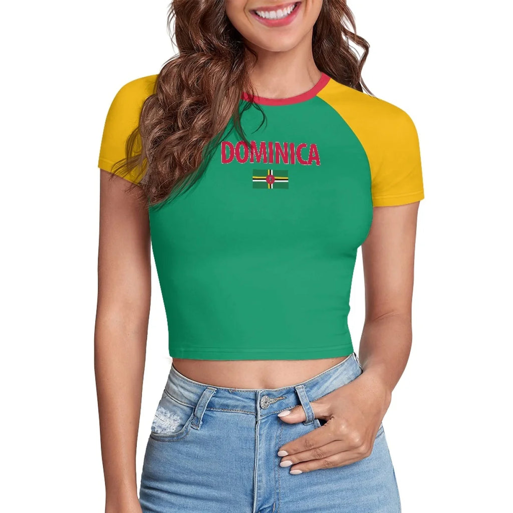 Patriotic Crewneck Carribean High Street Fashion Crop T Shirt Tops Custom St Lucia Saint Lucia Flag Y2K Hot Girl Baby Tee Top