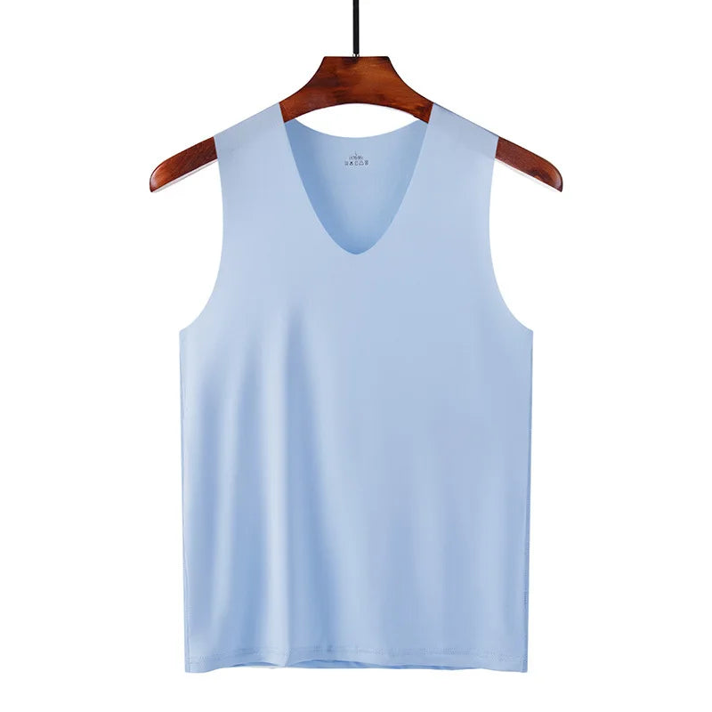 Men's Silk Seamless Tank Top – Sleeveless Gym Vest & Undershirt