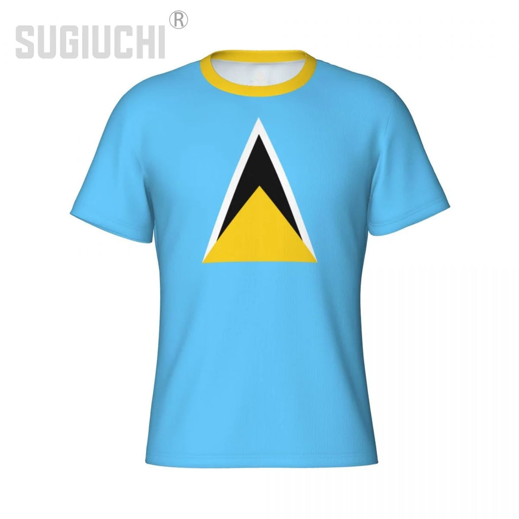 Tight Sports T-shirt Saint Lucia Flag 3D For Men Women Tees jersey Clothes Soccer Football Fans Gift Patriotic T shirt