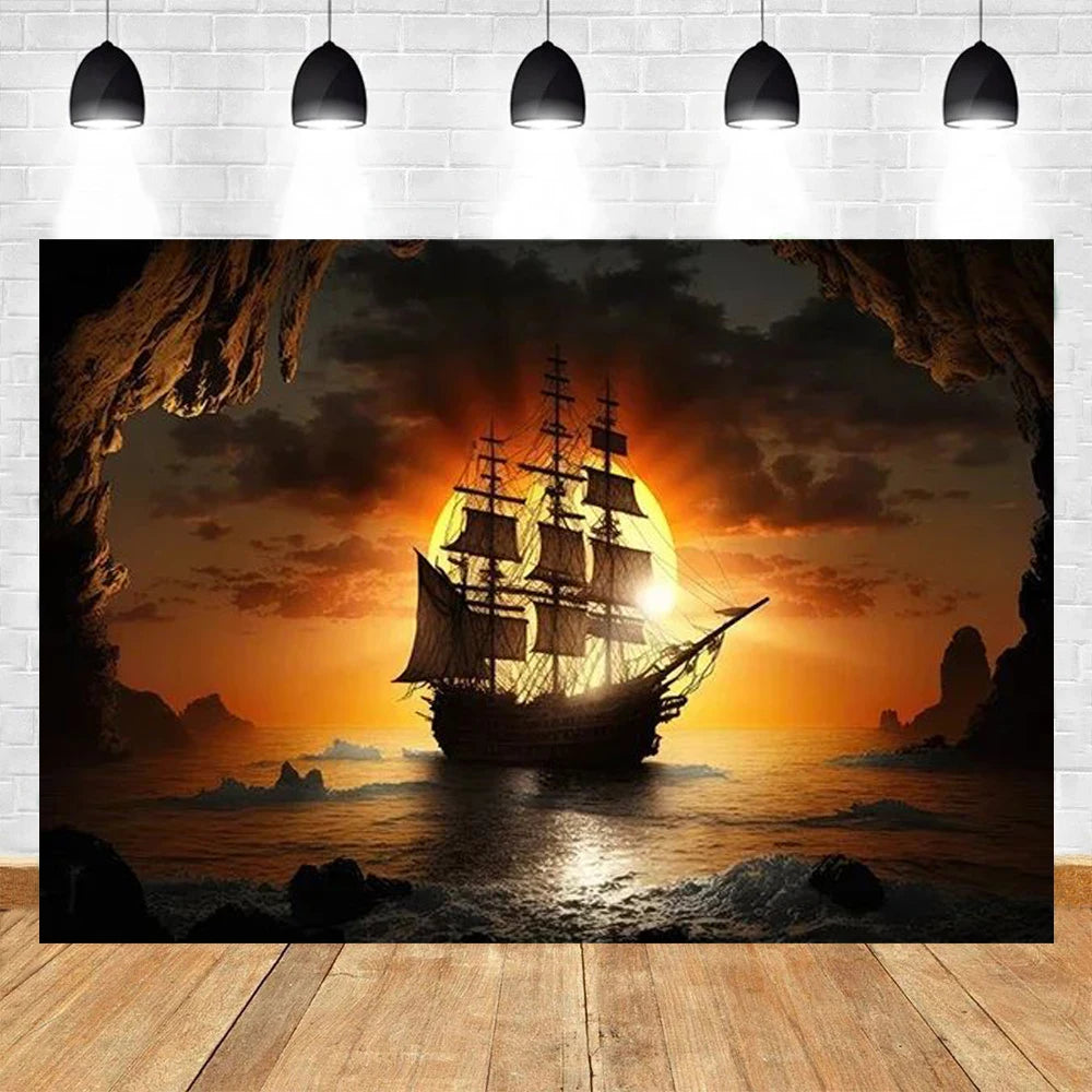 Ocean Adventure Map Party Backdrop