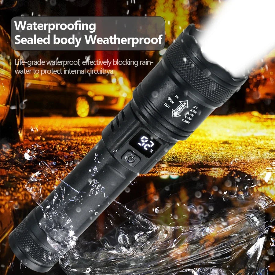High Power LED Tactical Flashlight – 2000LM USB Rechargeable Camping & Emergency Torch
