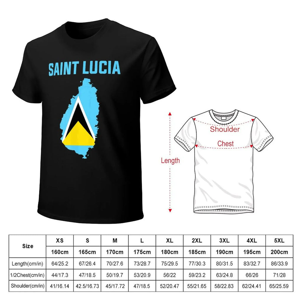 More Design Saint Lucia Flag Men Tshirt Tees T-Shirt O-neck T Shirts Women Boys Clothing 100% Cotton