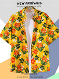 Tropical Print Casual Short Sleeve Button Up Hawaiian Shirt For Men