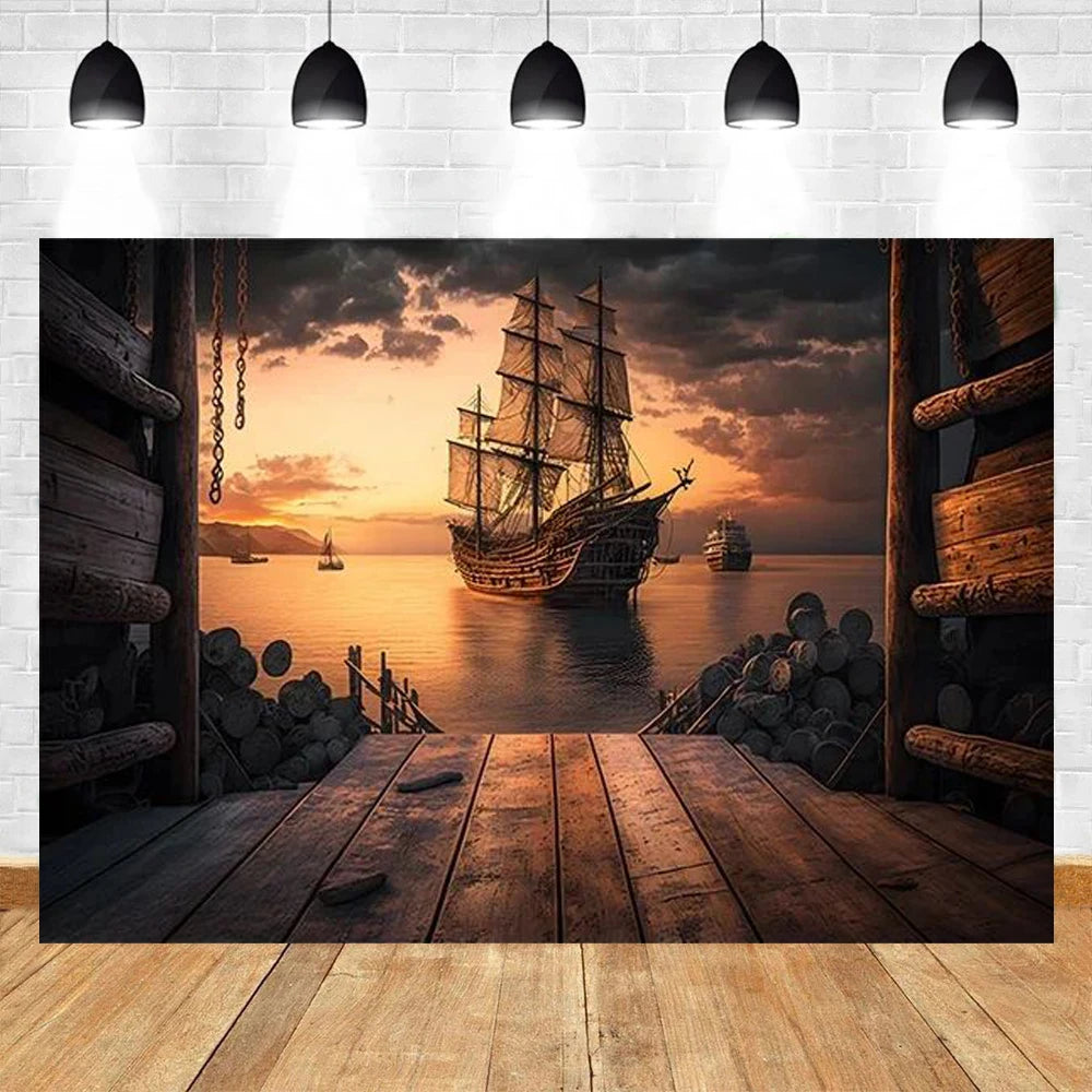 Ocean Adventure Map Party Backdrop