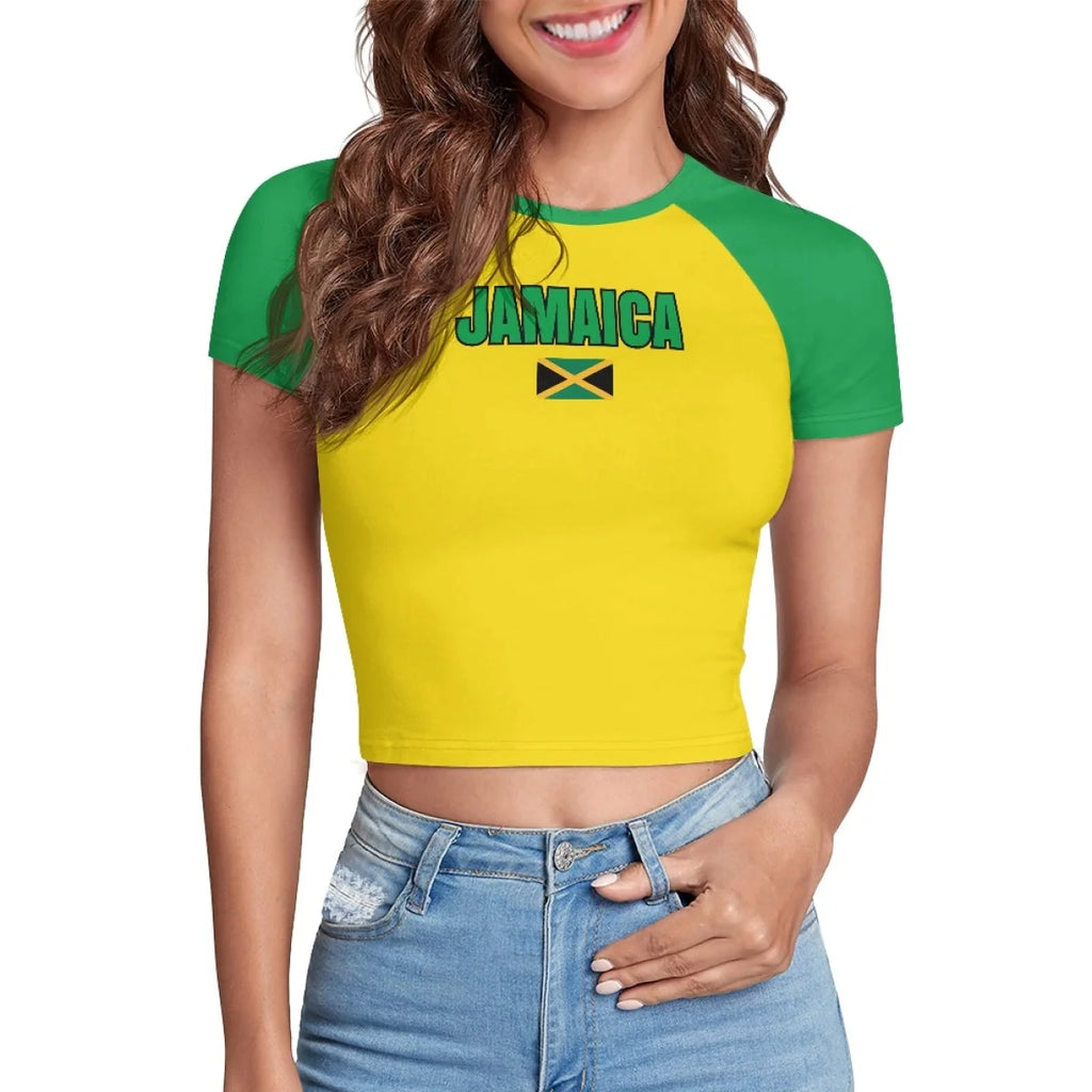 Patriotic Crewneck Carribean High Street Fashion Crop T Shirt Tops Custom St Lucia Saint Lucia Flag Y2K Hot Girl Baby Tee Top