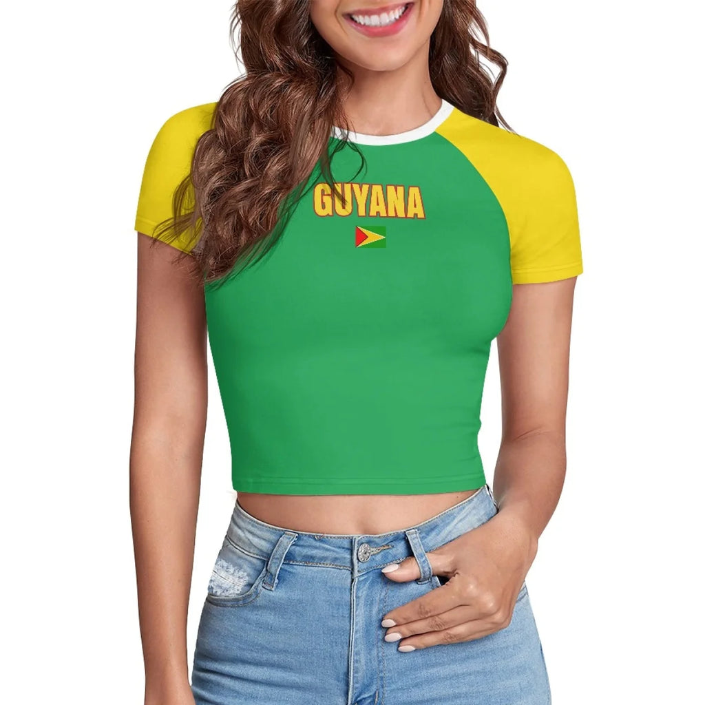 Patriotic Crewneck Carribean High Street Fashion Crop T Shirt Tops Custom St Lucia Saint Lucia Flag Y2K Hot Girl Baby Tee Top