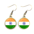 Trinidad,Sierra leone,Jamaica,Guyana,Ghana,UK,Libya,Estonia,India National Flag Glass Cabochon Drop Earrings Jewelry For Women