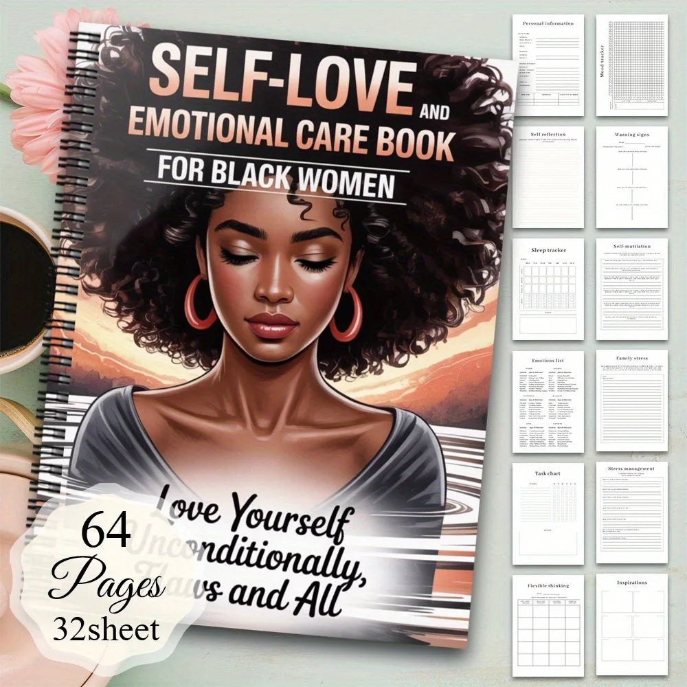 Female Focused Self Love Spiral Notebook Wellness Planner for Mindful Goal Tracking and Personal Empowerment Journey