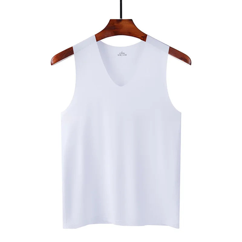 Men's Silk Seamless Tank Top – Sleeveless Gym Vest & Undershirt