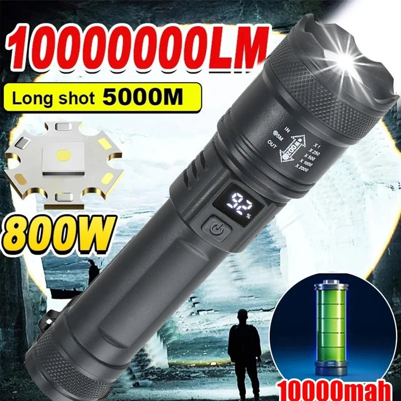 High Power LED Tactical Flashlight – 2000LM USB Rechargeable Camping & Emergency Torch