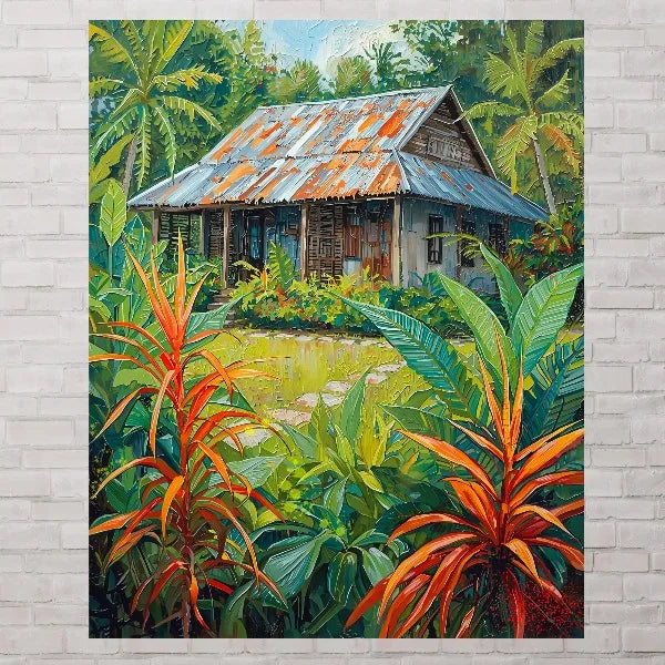 Tropical Island Botanical Canvas Print – Caribbean Wall Art