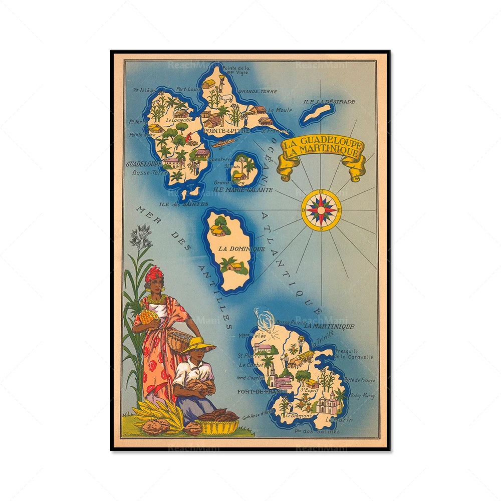 Guadeloupe & Martinique Map Print