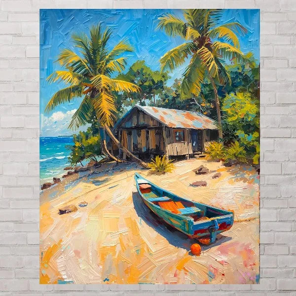 Tropical Island Botanical Canvas Print – Caribbean Wall Art