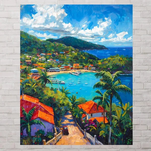 Tropical Island Botanical Canvas Print – Caribbean Wall Art
